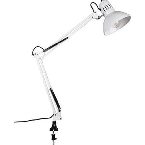 Bílá stolní lampa s ohybatelnou konstrukcí/s klipem (výška 73, 5 cm) Tajo – Trio obraz