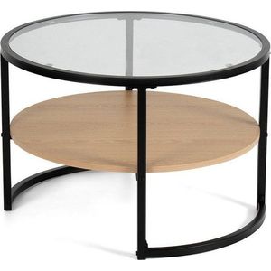 Černý/v přírodní barvě kulatý konferenční stolek v dekoru dubu ø 68 cm Zanu – Bonami Essentials obraz