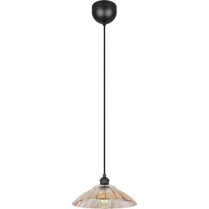 Černé/jantarové kovové závěsné svítidlo se skleněným stínidlem ø 29, 5 cm Eluna – Reality obraz