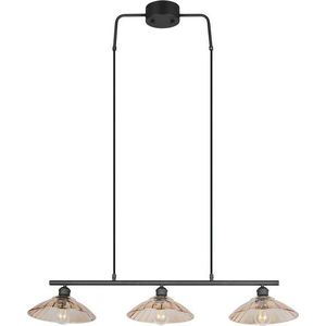 Černé/jantarové kovové závěsné svítidlo se skleněným stínidlem Eluna – Reality obraz