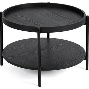 Černý kulatý konferenční stolek v dekoru dubu ø 64 cm Hagen – Bonami Essentials obraz