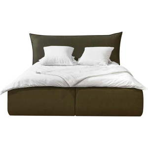 Tmavě zelená čalouněná dvoulůžková postel s úložným prostorem a roštem 180x200 cm Jade – Bobochic Paris obraz