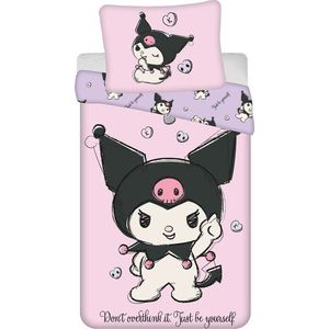 Růžové bavlněné dětské povlečení na jednolůžko 140x200 cm Hello Kitty "Kuromi" – Jerry Fabrics obraz