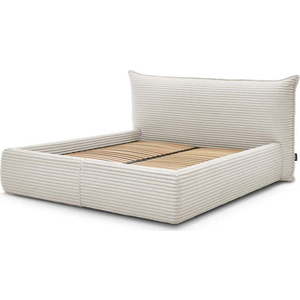 Béžová čalouněná dvoulůžková postel s úložným prostorem s roštem 180x200 cm Jade – Bobochic Paris obraz