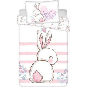 Bílo-růžové bavlněné dětské povlečení do postýlky 100x135 cm Bunny "Sweet" – Jerry Fabrics obraz