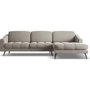 Béžová sametová rohová pohovka (pravý roh) Nalu – Makamii obraz