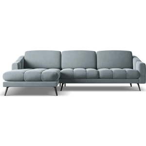 Světle modrá sametová rohová pohovka (levý roh) Nalu – Makamii obraz