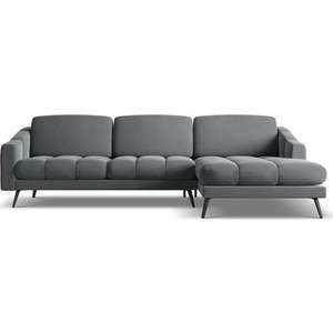 Šedá sametová rohová pohovka (pravý roh) Nalu – Makamii obraz