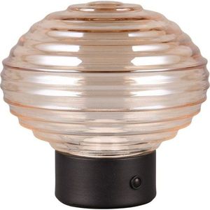 Černo-béžová stmívatelná LED stolní lampa se skleněným stínidlem (výška 14, 5 cm) Earl – Reality obraz