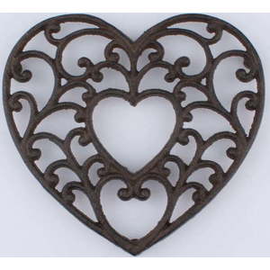 Litinová podložka pod hrnec ve tvaru srdce Dakls Rustico obraz