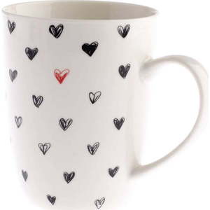 Keramický hrnek s černými srdíčky Dakls, 340 ml obraz