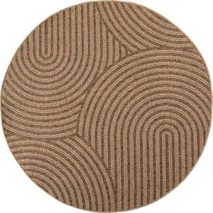 Hnědý kulatý vnitřní a venkovní koberec ø 160 cm Timber 1401 – Ayyildiz Carpets obraz