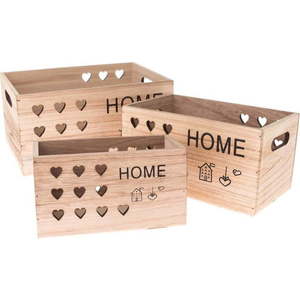 Dekorativní dřevěné úložné boxy v sadě 3 ks - Dakls obraz