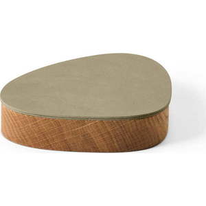 Zelený/v přírodní barvě dřevěný/z eko kůže úložný box s víkem/dekorativní 14x12, 5x3, 5 cm Curve Nupo – LIND DNA obraz