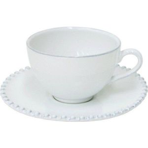 Bílý kameninový hrnek s podšálkem Costa Nova Pearl, 250 ml obraz