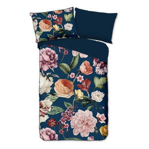 Tmavě modré povlečení na jednolůžko z bavlněného saténu 140x200 cm – Descanso obraz