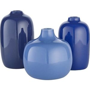 Modré keramické vázy v sadě 3 ks (výška 9 cm) Ceola – Blomus obraz