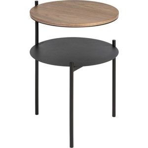 Černý/v tmavě přírodní barvě noční stolek s deskou v dekoru ořechového dřeva Tu – noo.ma obraz