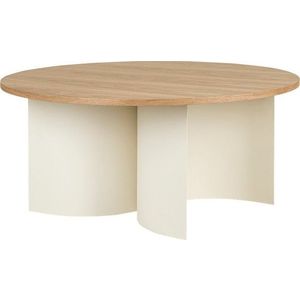 Krémový/v přírodní barvě kulatý konferenční stolek s deskou v dekoru jasanového dřeva ø 95 cm Gavo – noo.ma obraz