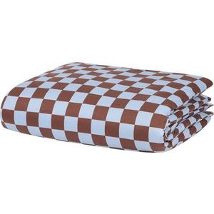 Světle modrý/hnědý povlak na peřinu na jednolůžko z bavlněného saténu 140x200 cm Plu – noo.ma obraz