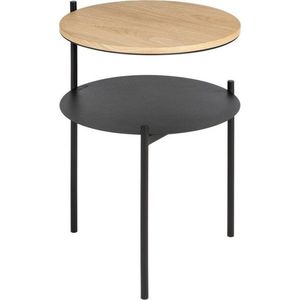 Černý/v přírodní barvě noční stolek s deskou v dubovém dekoru Tu – noo.ma obraz