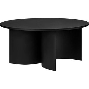 Černý kulatý konferenční stolek s deskou v dekoru jasanového dřeva ø 95 cm Gavo – noo.ma obraz