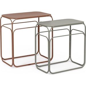 Šedé/v terakotové barvě kovové konzolové stolky v sadě 2 ks 36x56 cm Clarity – Bizzotto obraz