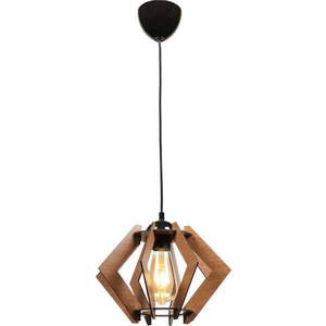 Černé stropní svítidlo s dřevěným stínidlem – Squid Lighting obraz