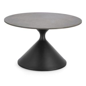 Černý kulatý konferenční stolek s deskou v dekoru mramoru ø 70 cm Joona – Bizzotto obraz