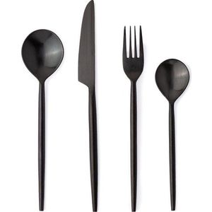 Černý nerezový příbor 16 ks pro 4 osoby Bronte – Bizzotto obraz