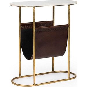 Hnědý/ve zlaté barvě konzolový stolek s mramorovou deskou 23x53 cm Marmol – Bizzotto obraz