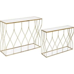 Konzolové stolky v sadě 2 ks se skleněnou deskou ve zlaté barvě 33x104 cm Elenor – Bizzotto obraz