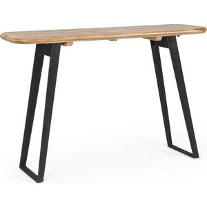 Černý/ve světle přírodní barvě konzolový stolek s deskou z mangového dřeva 40x130 cm Nashik – Bizzotto obraz