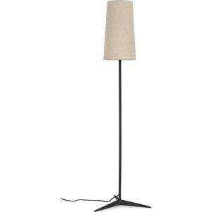 Černá/béžová stojací lampa s textilním stínidlem (výška 166 cm) Assam – Bizzotto obraz