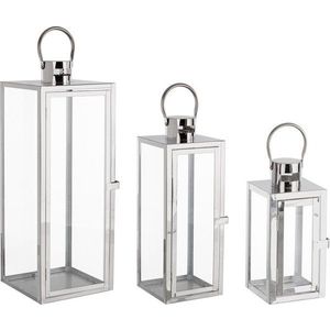 Skleněná/nerezová lucerna 3 ks (výška 50, 5 cm) Isolde – Yes Everyday obraz