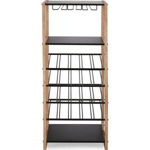 Černá/v přírodní barvě kovová vinotéka počet lahví 20, 50x122x35 cm Isaac – Yes Everyday obraz