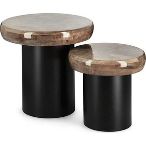 Kulaté odkládací stolky v sadě 2 ks z mangového dřeva ø 45 cm Talin – Bizzotto obraz