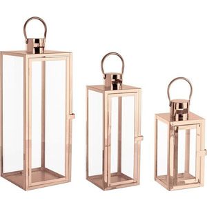 Skleněná/nerezová lucerna 3 ks (výška 50, 5 cm) Isolde – Yes Everyday obraz