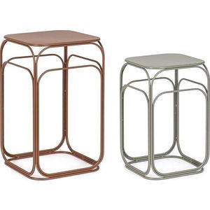 Šedé/v terakotové barvě kovové konferenční stolky v sadě 2 ks 36x36 cm Clarity – Bizzotto obraz