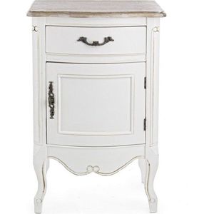 Bílý noční stolek z masivu pavlovnie Justine – Bizzotto obraz