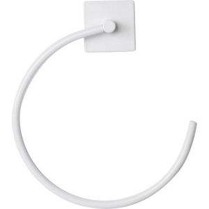 Matně bílý kovový držák na ručníky bez vrtání Fixeo – douceur d'intérieur obraz