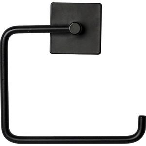 Matně černý kovový držák na toaletní papír bez vrtání Fixeo – douceur d'intérieur obraz