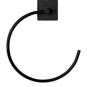 Matně černý kovový držák na ručníky bez vrtání Fixeo – douceur d'intérieur obraz