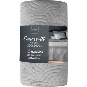 Šedý sametový set přehozu a povlaku na polštář 220x240 cm Solange – douceur d'intérieur obraz