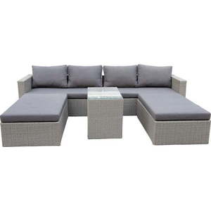Šedý zahradní lounge set z umělého ratanu pro 4 Drammen - Bonami Selection obraz