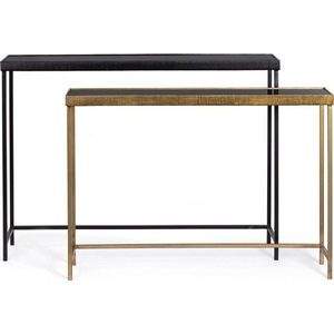 Černé/ve zlaté barvě konzolové stolky v sadě 2 ks se skleněnou deskou 26x107 cm Yamir – Bizzotto obraz