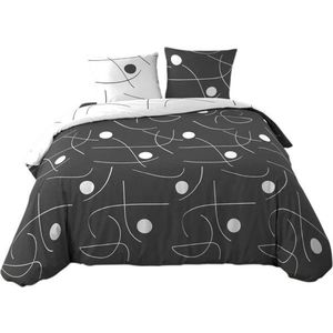 Bílé/tmavě šedé 3dílné povlečení na dvoulůžko/prodloužené z mikrovlákna 240x220 cm Sonate – douceur d'intérieur obraz