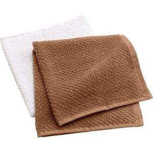 Bílé/v terakotové barvě froté bavlněné ručníky v sadě 2 ks 50x50 cm Gourmet – douceur d'intérieur obraz