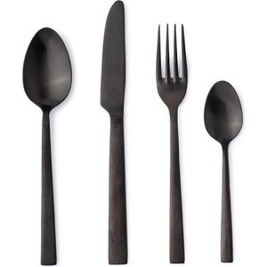 Černý nerezový příbor 16 ks pro 4 osoby Hestia – Bizzotto obraz