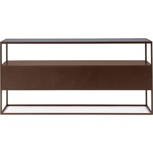 Tmavě hnědý konzolový stolek se skleněnou deskou 30x140 cm Godric – Bizzotto obraz